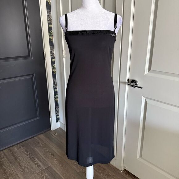 Y2K Vintage D&G Dolce & Gabbana Black Semi-Sheer Iconic Style Slip Dress Size S - Picture 1 of 8